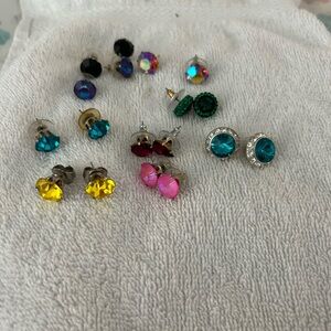 Jojo crystal stud assorted 9 pairs of earrings